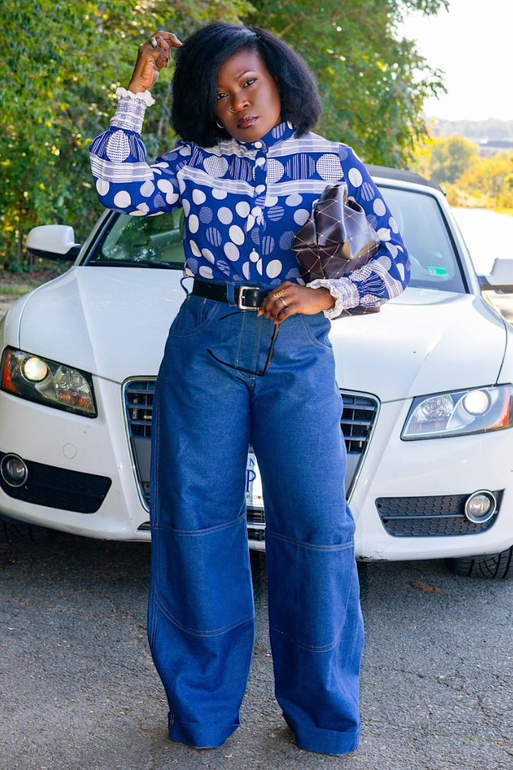 Wide Leg Cuffed Denim