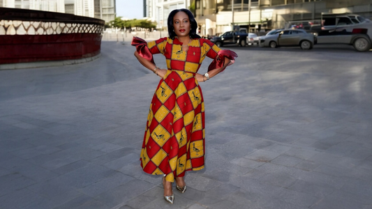 girl in ankara print dress 