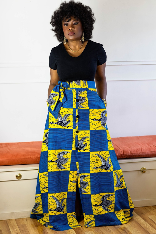 Ankara circle | Maxi Skirt- Blue