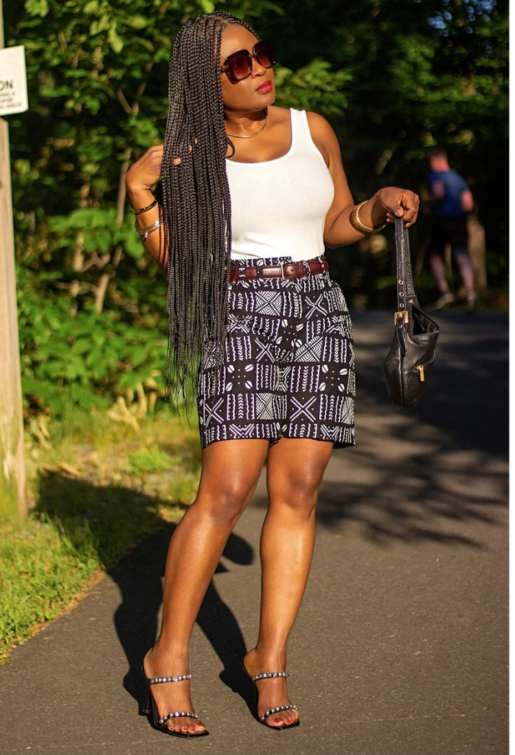 African Print | Shorts - Black and white