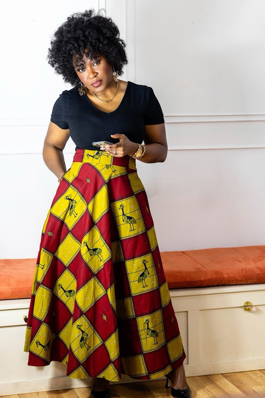 Ankara circle | Maxi Skirt - Burgundy
