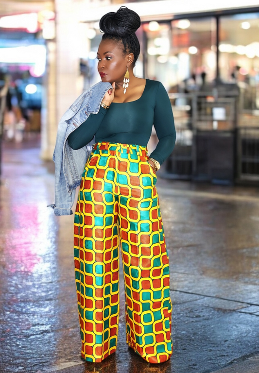 Goldie Ankara Jambe large | Pantalon