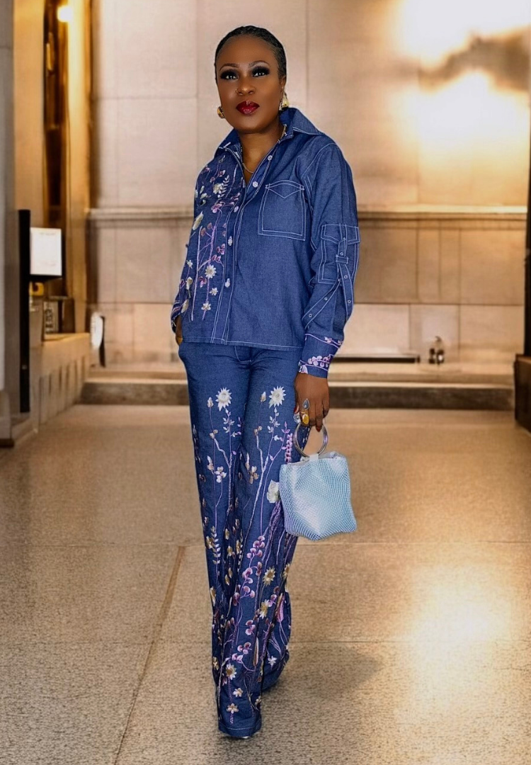 Embroidery | Denim Pants Suit