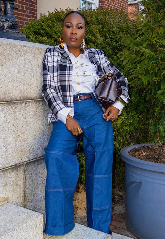 Wide Leg Cuffed Denim