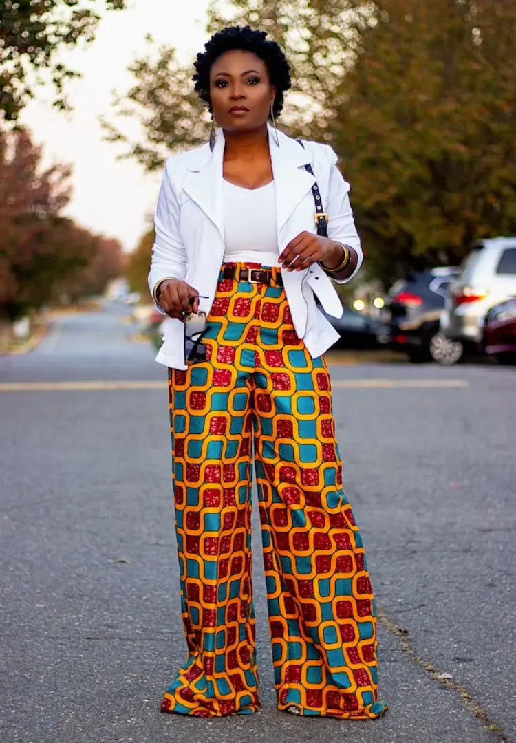 African print wide leg pants deals