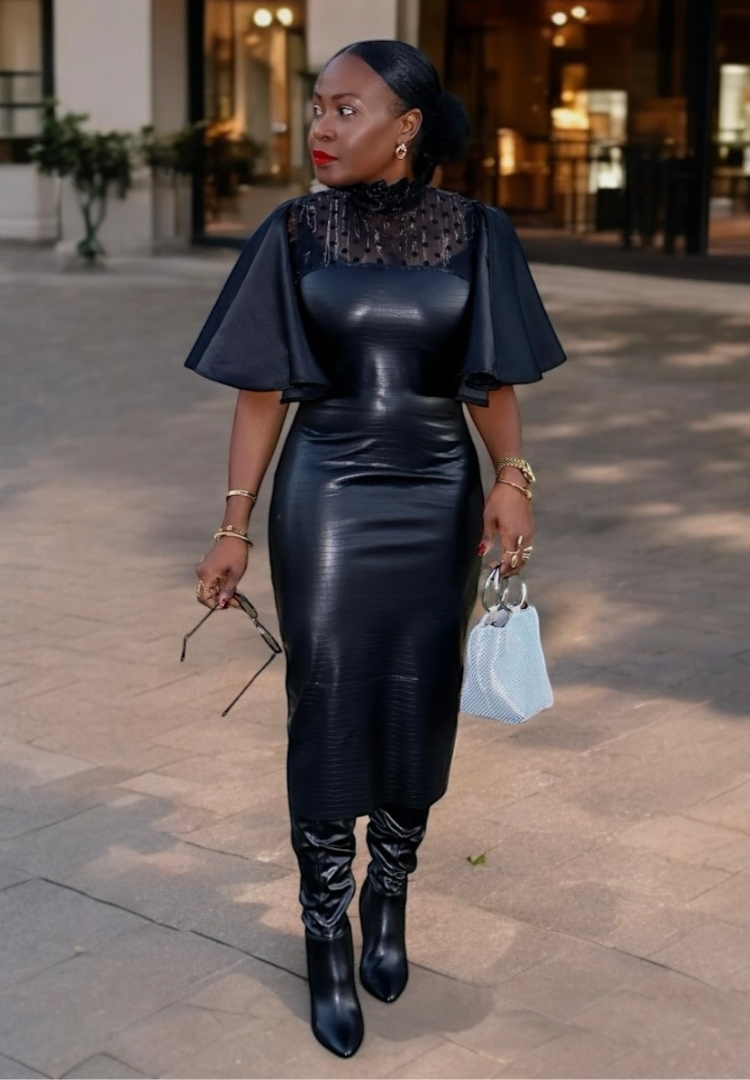 Faux Leather Midi | Dress