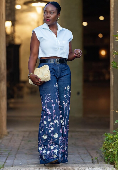 Embroidered Denim | Pants