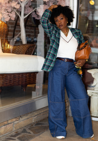 Wide Leg Cuffed Denim