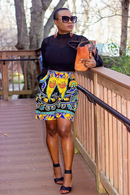 African Print  | Shorts - Vintage Alyson Amber