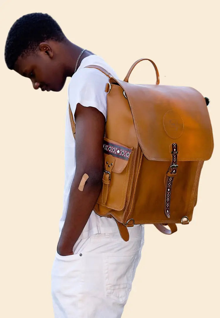 leather laptop travel backpack ALYSON AMBER